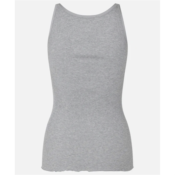 Rosemunde Rib Silke Top, Light Grey Melange  